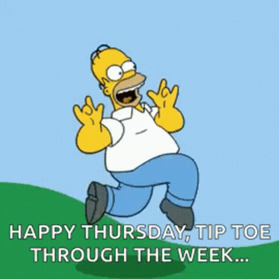 Homer Simpson Jumping Happy Thursday Tip Toe Through Week GIF