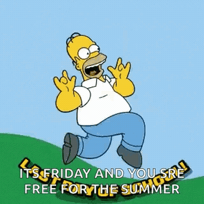 Homer Simpson Jumping With Friday Summer Free GIF