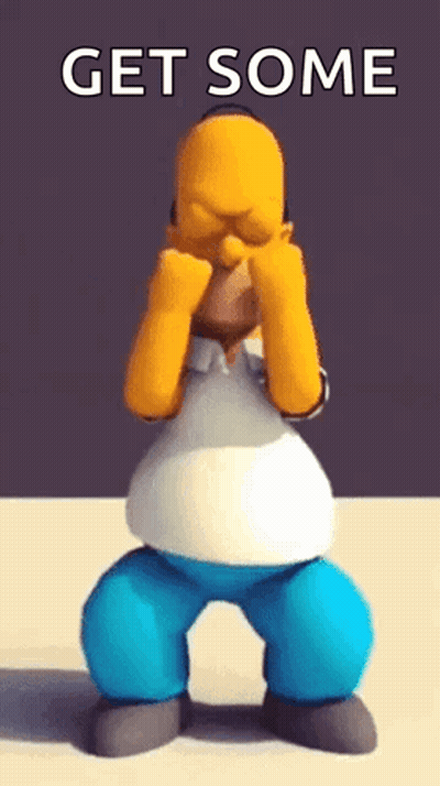 Homer Simpson Kneeling Covering Eyes Saying Get Some GIF