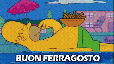 Homer Simpson Laying In Water With French Fries GIF