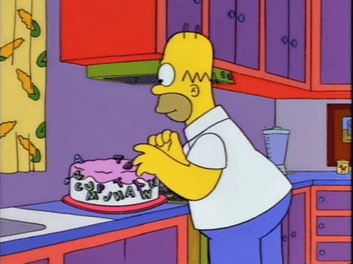 Homer Simpson Looking At EUP Cake GIF