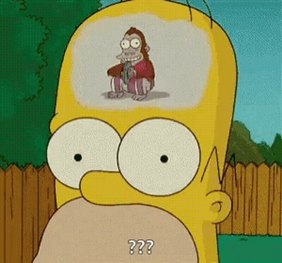 Homer Simpson Looking At Monkey In Brain GIF