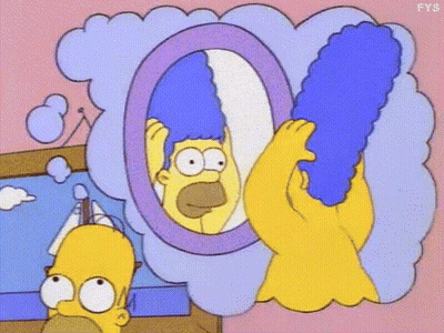 Homer Simpson Looking At Reflection In Mirror GIF