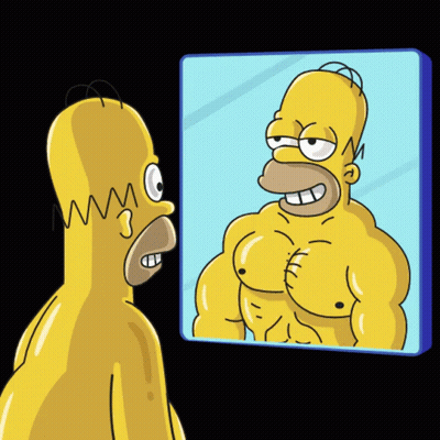 Homer Simpson Looking In Mirror GIF