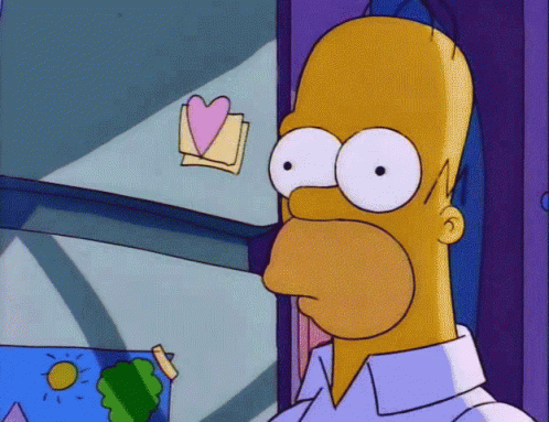 Homer Simpson Looking Out Window With Heart on Wall