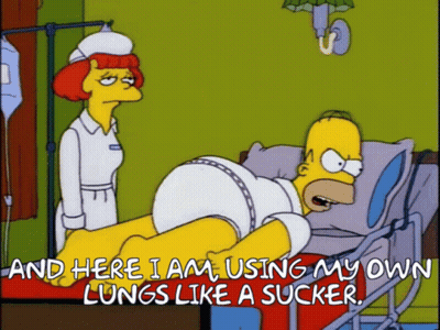 Homer Simpson Lying In Hospital Bed With Nurse GIF