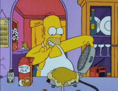 Homer Simpson Making Waffle With Waffle Mix GIF