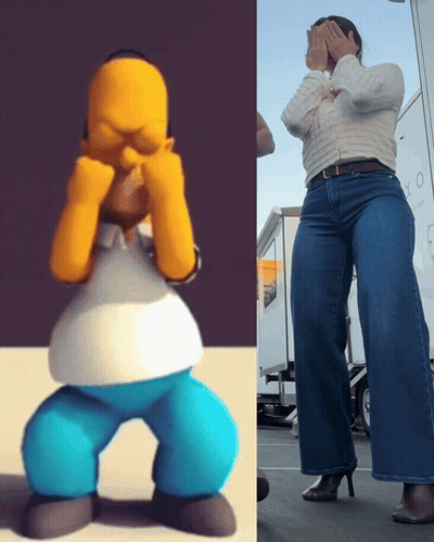 Homer Simpson Next To Woman Covering Face GIF