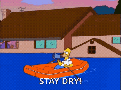Homer Simpson On Orange Raft Holding Megaphone GIF