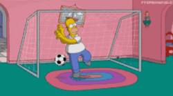 Homer Simpson Protecting Goal GIF