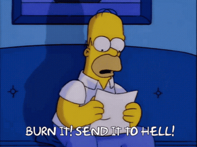 Homer Simpson Reading Burn It Send It To Hell GIF