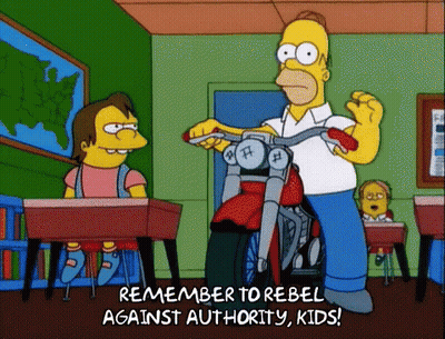 Homer Simpson Riding Motorcycle Remember To Rebel Against Authority Kids GIF