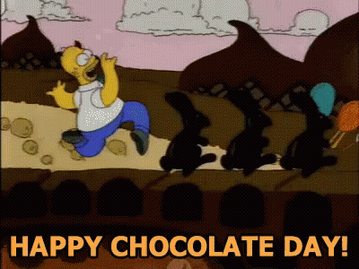 Homer Simpson Running Through Chocolate Factory Happy Chocolate Day GIF
