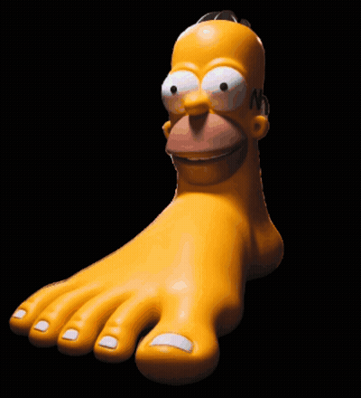 Homer Simpson 'S Foot With A Big Smile On It 'S Face GIF