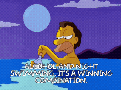 Homer Simpson Saying Alcohol Night Swimming GIF