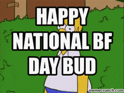 Homer Simpson Saying Happy National BF Day Bud GIF