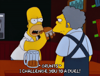 Homer Simpson Says Grunts I Challenge You To A Duel In This Cartoon GIF