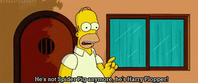 Homer Simpson Says He 'S Not Spider Pig Anymore And He 'S Harry Plopper GIF