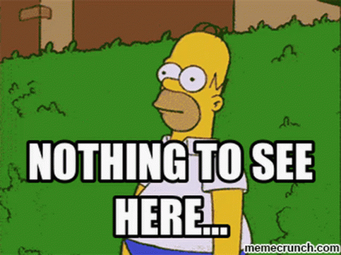 Homer Simpson Says " Nothing To See Here " In A Cartoon GIF