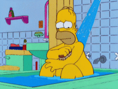Homer Simpson Showering In Bathtub GIF