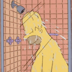 Homer Simpson Showering With Eyes Closed GIF