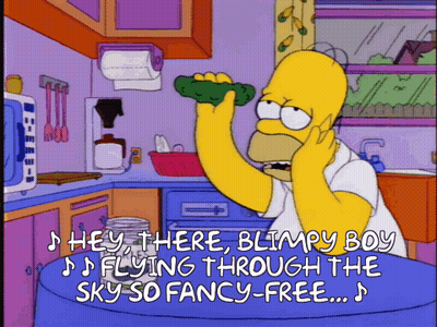 Homer Simpson Singing Hey There Blimpy Boy Flying Through The Sky So Fancy - Free GIF