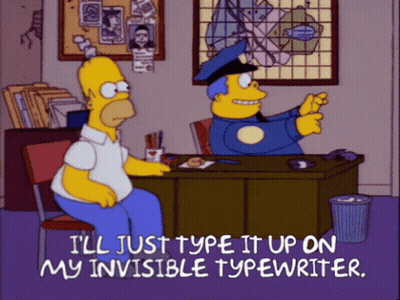 Homer Simpson Sits At A Desk With A Police Officer GIF