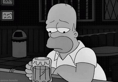Homer Simpson Sitting At Bar Holding Beer GIF