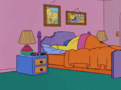 Homer Simpson Standing In Bedroom With Lamp GIF