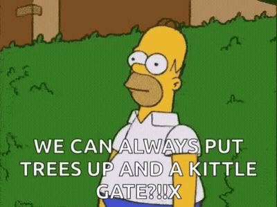 Homer Simpson Standing in Front of Fence Talking About Trees and Kittle Gate