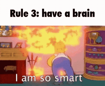 Homer Simpson Standing In Front Of Fire Saying Rule 3 Have A Brain I Am So Smart GIF
