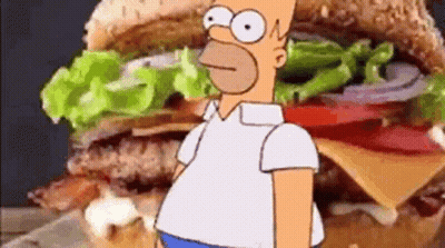 Homer Simpson Standing In Front Of Hamburger GIF