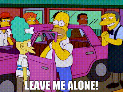 Homer Simpson Standing In Front Of Pink Car Saying Leave Me Alone GIF