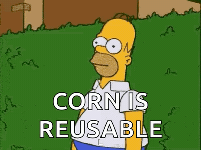 Homer Simpson Standing In Grass Corn Is Reusable GIF