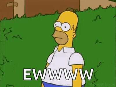 Homer Simpson Standing In Grass Saying Ewww GIF