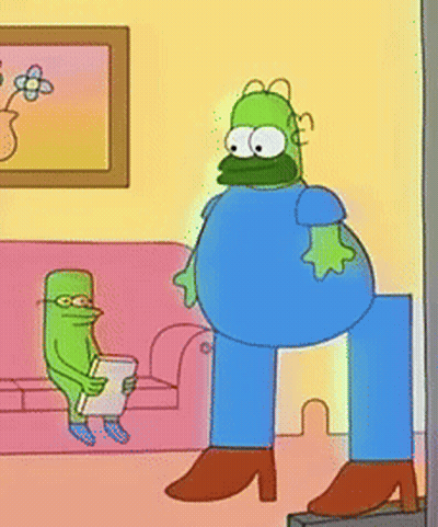 Homer Simpson Standing Next To Green Frog GIF