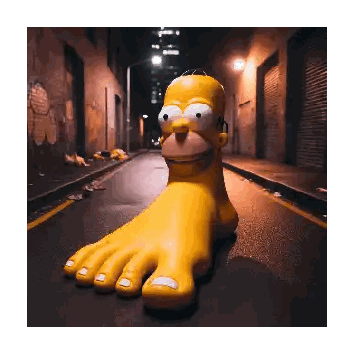Homer Simpson Statue With Giant Foot Sticker