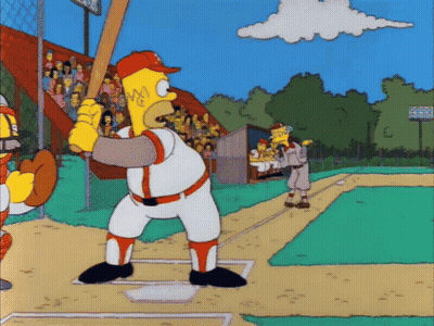 Homer Simpson Swinging Bat At Ball GIF