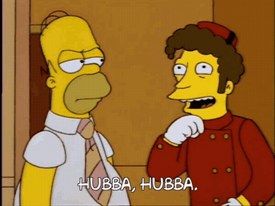 Homer Simpson Talking To Man In Red Jacket GIF