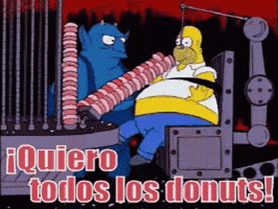 Homer Simpson Tortured By Demon Saying Quiero Todos Los Donuts GIF
