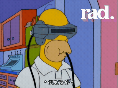 Homer Simpson Wearing VR Headset Gulping GIF
