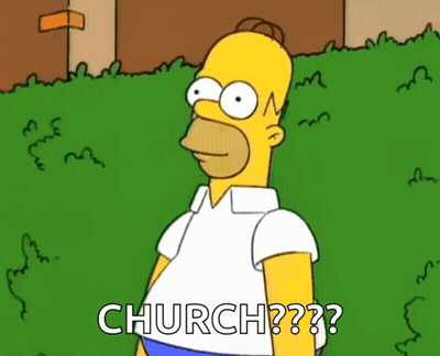Homer Simpson With Church Text GIF