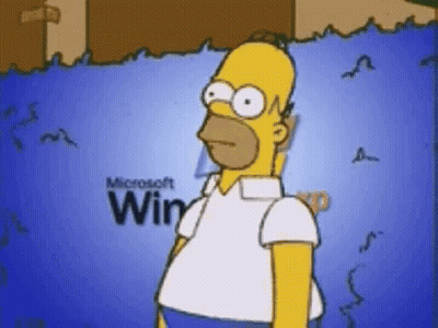 Homer Simpson With Microsoft Win XP Logo GIF