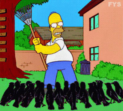 Homer Simpson With Rake GIF