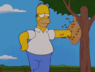 Homer Simpsons Hands On Hive Bee Sting GIF