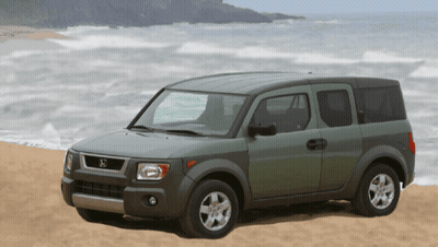 Honda Element Parked On Beach GIF