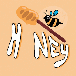 Honey Font With Bee Tapping The Spoon GIF