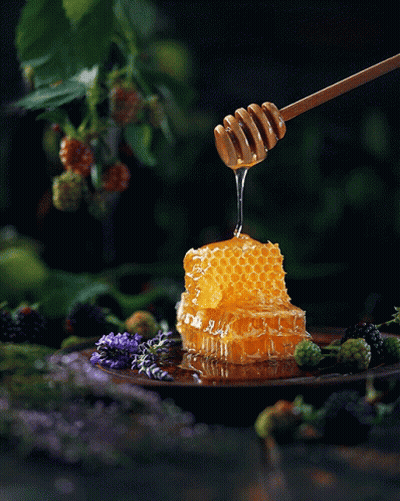 Honey Is Being Poured Into A Honeycomb With A Dipper GIF