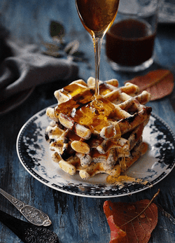 Honey Pouring Onto Stack Of Waffles GIF