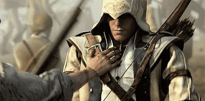 Hooded Archer Holding Hand On Chest GIF